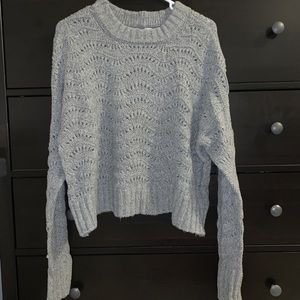 AE gray cropped knit sweater